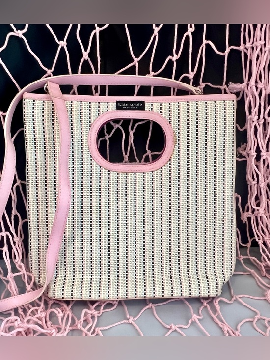 kate spade Handbags - Kate Spade New York Jenna Straw Tote with Detachable Strap colorful pink tweed